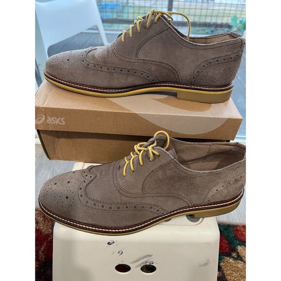 Banana Republic Wingtip Suede leather Oxfords Gray /Lime Men's shoes 9.5 - Picture 2 of 7